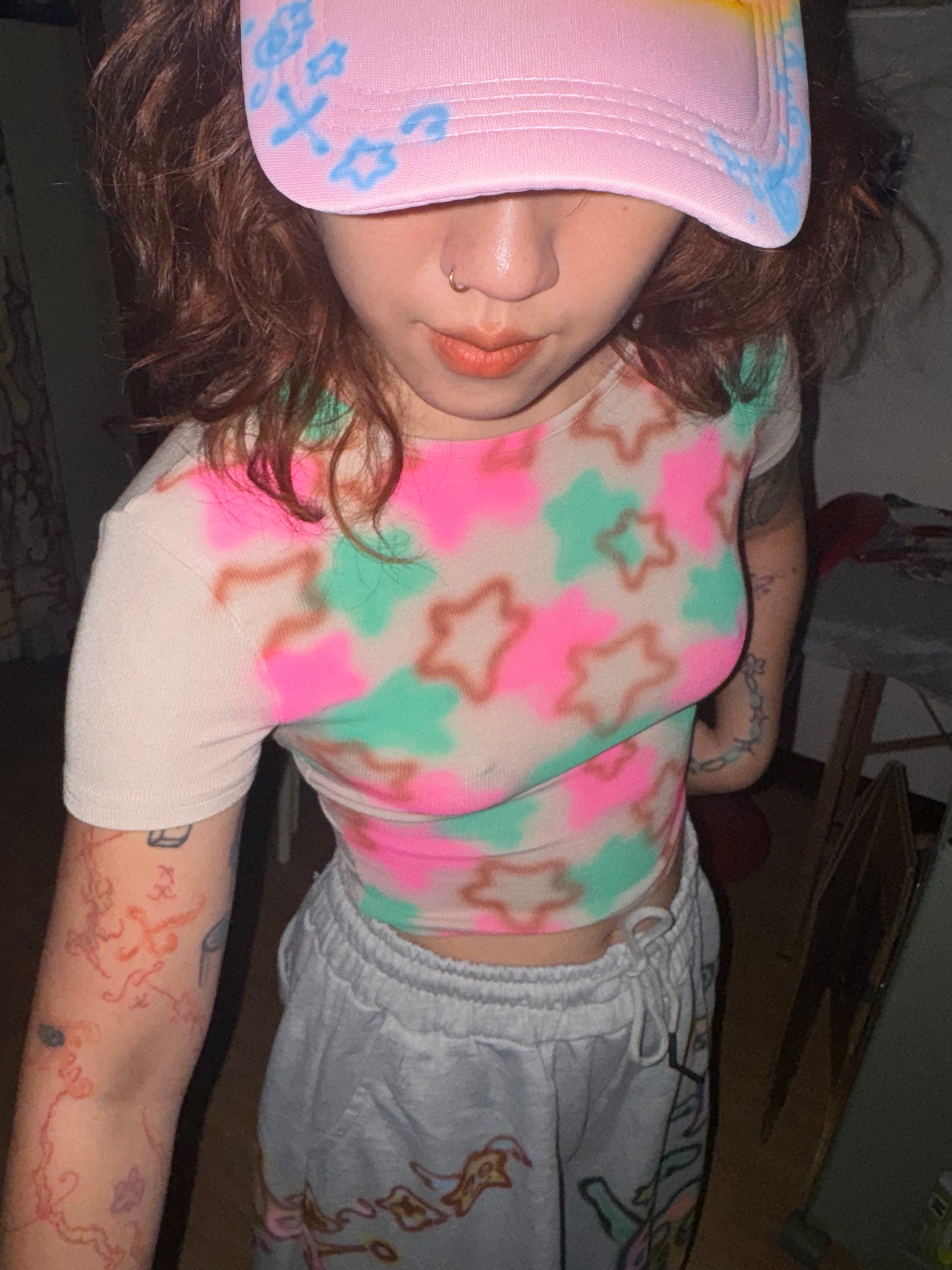 Starry Fitted Top - Kiwi & Strawberry